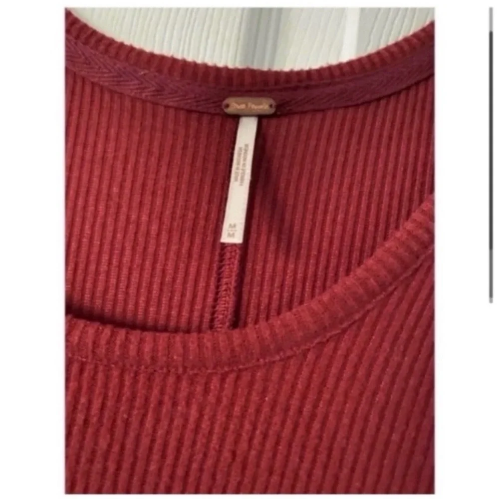 FREE PEOPLE Burgundy Red Ribbed T Shirt Dress - Picture 4 of 7